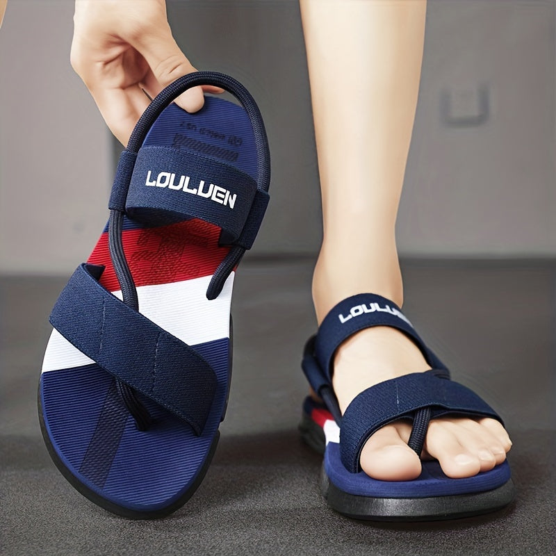 Men's Open Toe Sandals Stripes Lightweight Non-Slip Casual Summer Outdoor