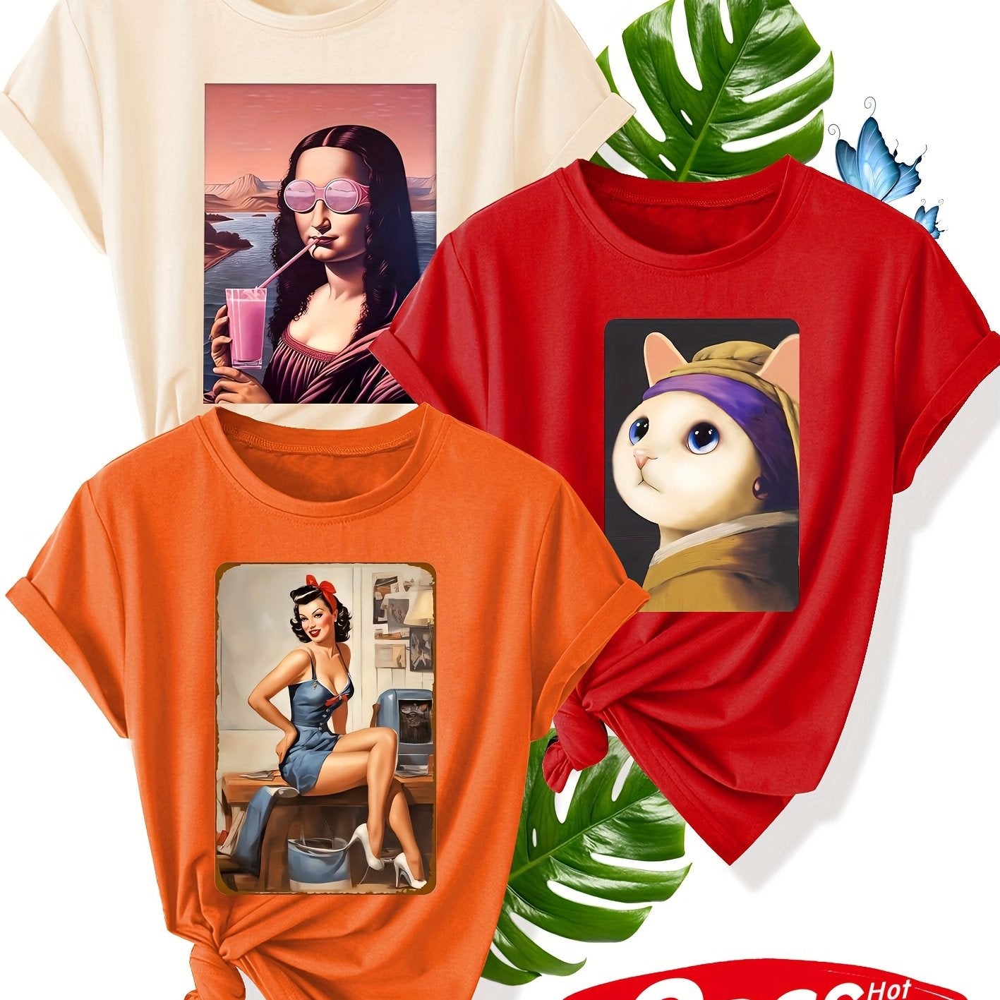 Women's Casual Tshirt Set Shortsleeve Vintage Style Summer Sporty Lightweight