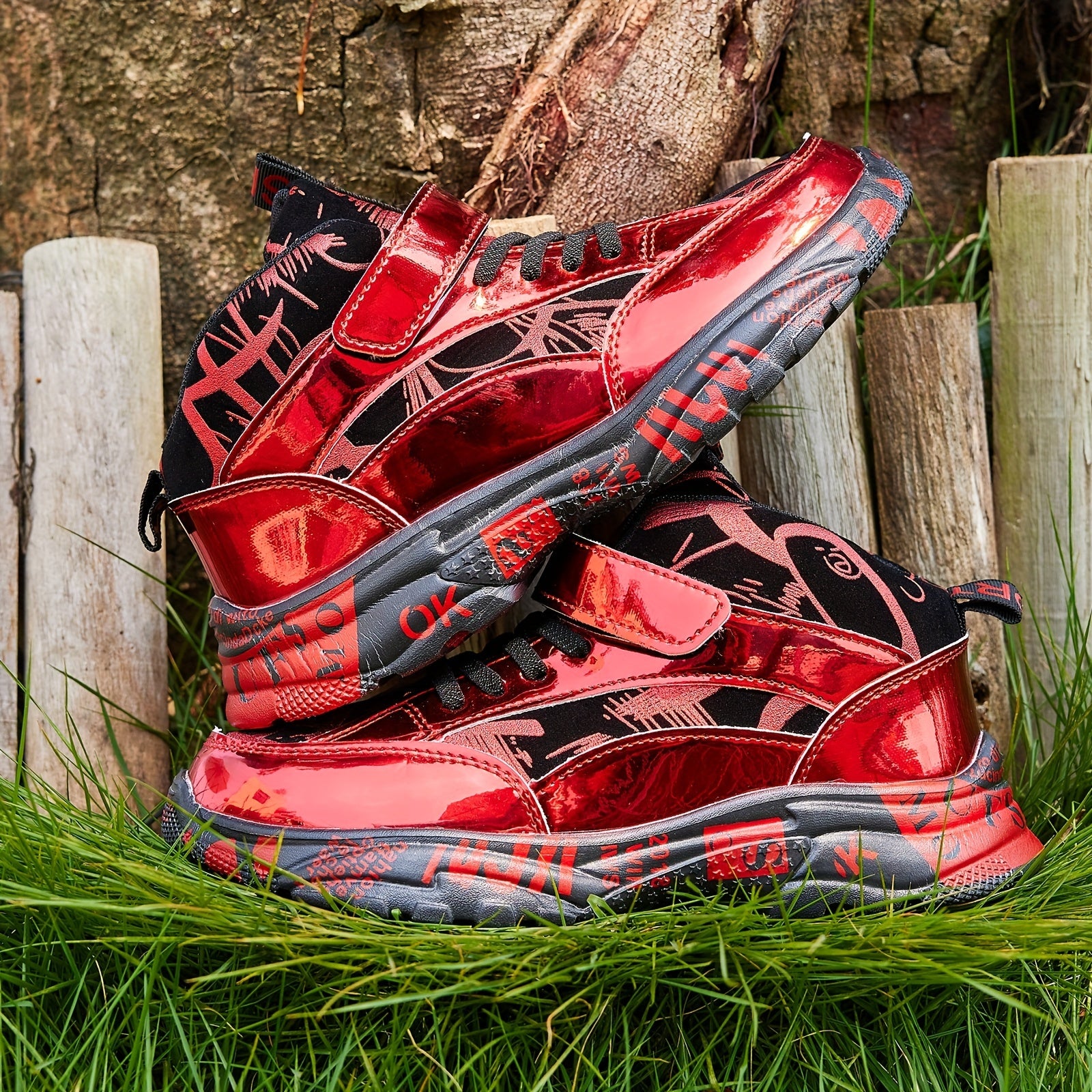 Preppy uslubidagi bolalar sport krossovkalari T-yostiq, multfilm naqshi, qopqoq va lenta yopilishi, pastki qismi va mato ichki qismi bilan. EVA taglik, PU yuqori qismi, mato astar, to'plar va kamon detali mavjud. Ideal