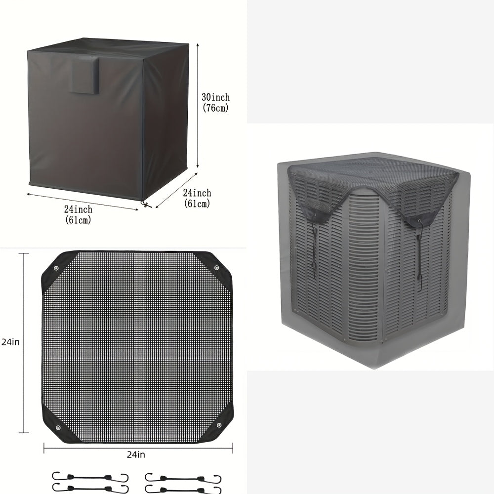 2 Waterproof Outdoor Air Conditioner Covers Oxford Fabric with Anti-Leaf Screen