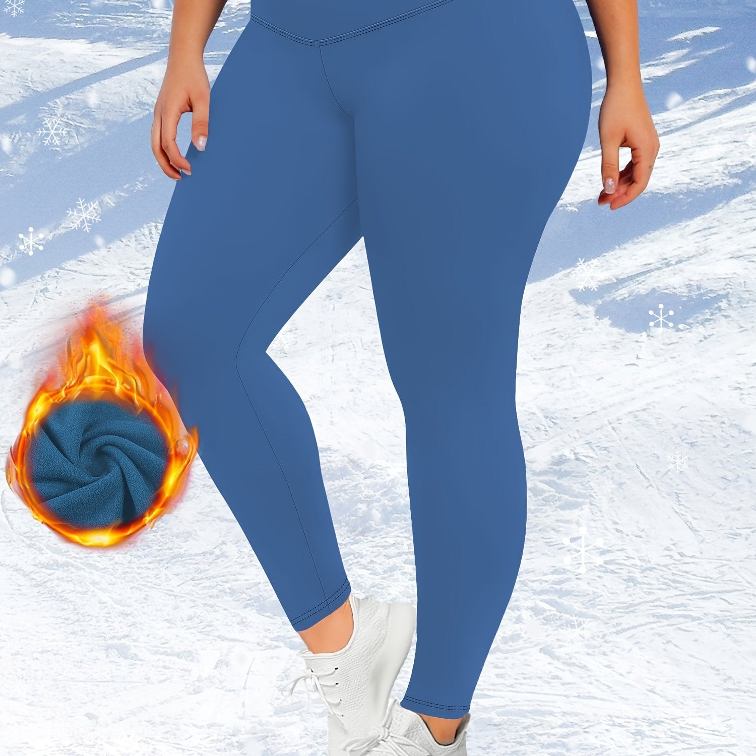 Plus Size High-Waisted Fleece-Lined Leggings for Autumn Winter