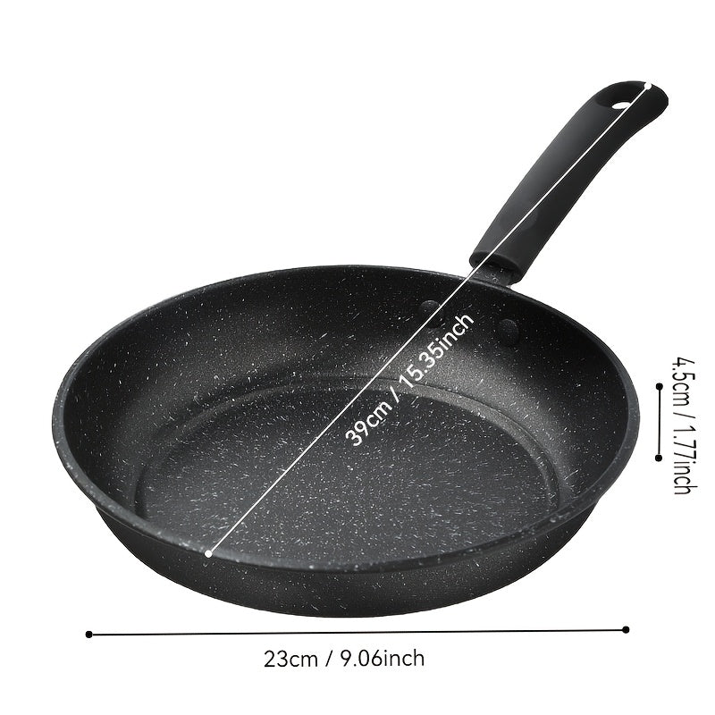 Non-Stick Cast Iron Frying Pan with Marble Coating 23cm Flat Bottom Hand Wash