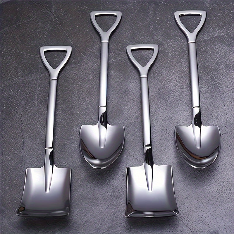 Set of 4 Stainless Steel Dessert Spoons 6 Inch for Tea Coffee Ice Cream