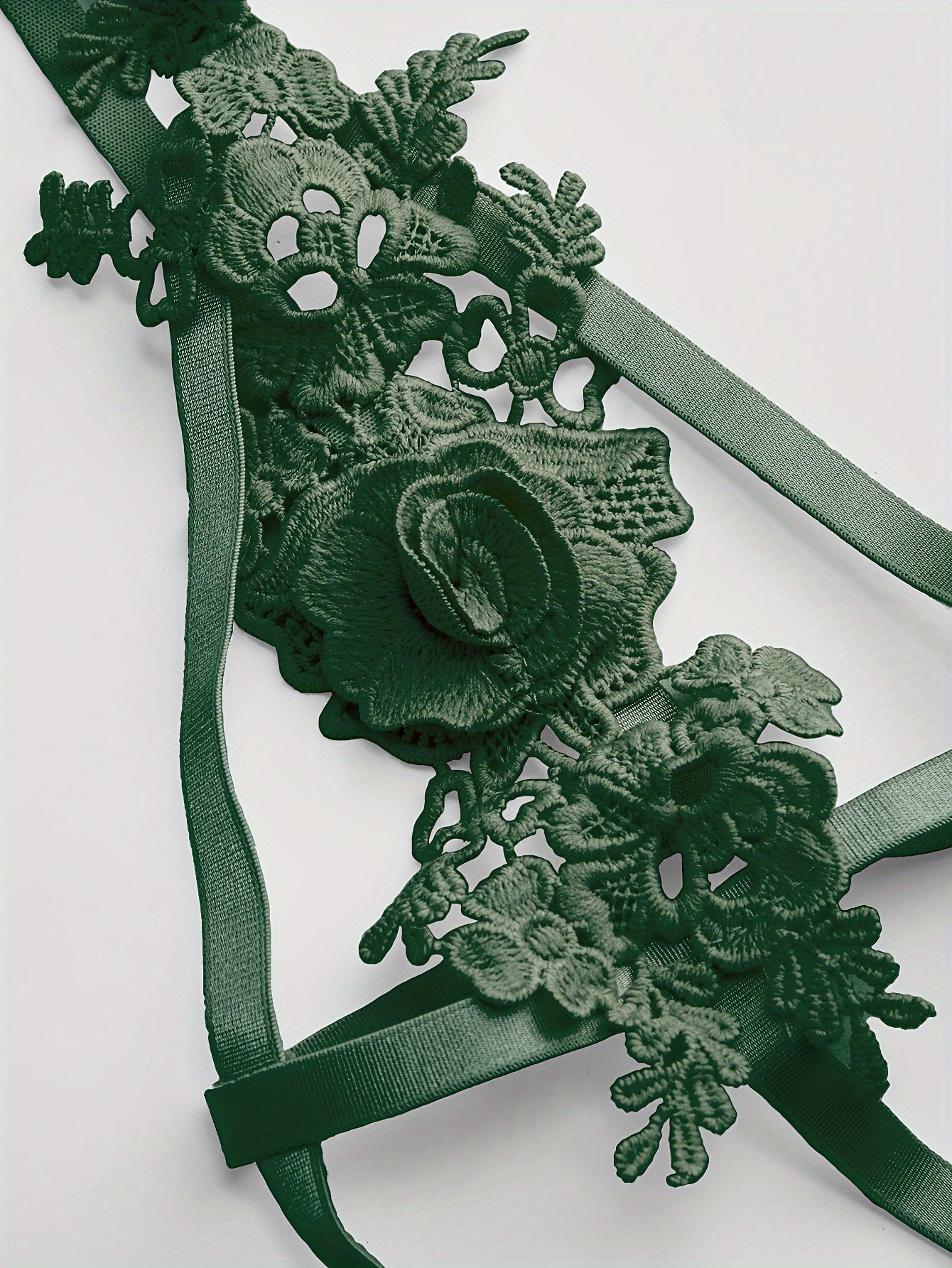 Women's Polyester Knit Bodysuit with Embroidery and Heart Pattern for Lingerie Set