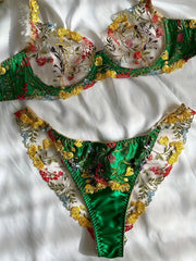 Women's Ultra-Thin Breathable Floral Lingerie Set
