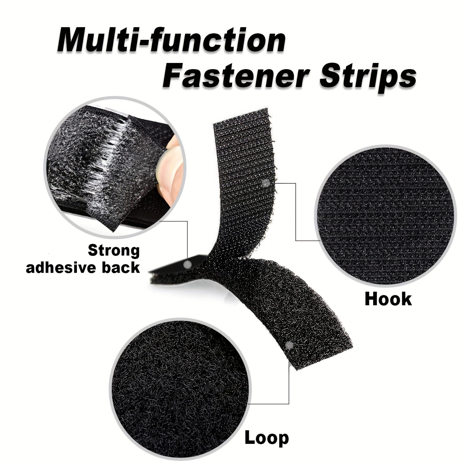 10 juegos de tiras de cinta de gancho y bucle adhesiva de alta resistencia para alfombras, tapetes y cojines