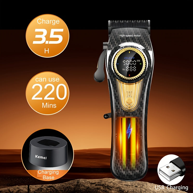 Cortapelos de alta gama KM-2242 con recortadora eléctrica y base de carga, herramienta profesional para cortes de cabello