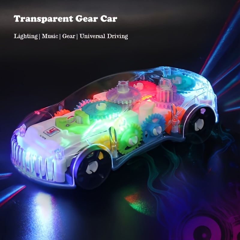 Small Remote Control Car with Transparent Electric Gear, Music and Light for Racing Simulation