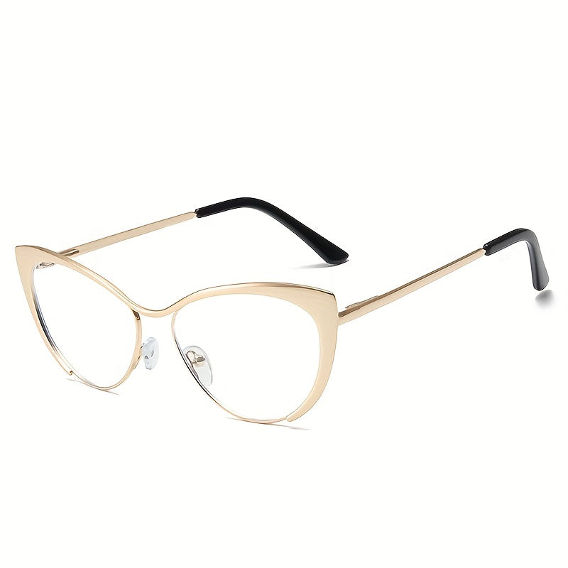 Women's Gold Cat Eye Glasses Small Frame Blue Light Reading Glasses