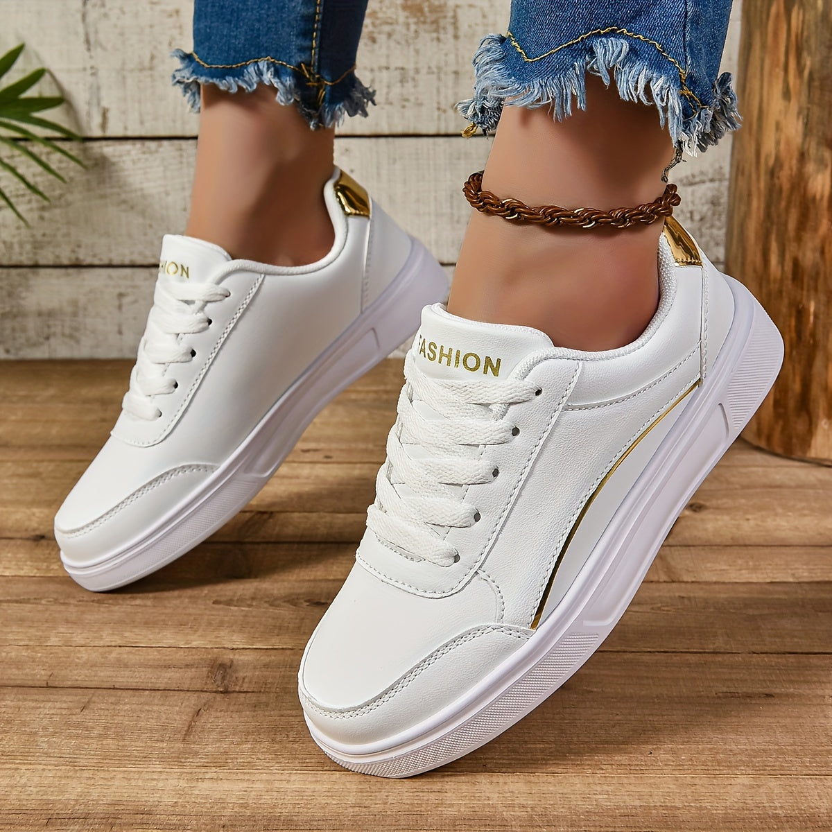 Women's Glitter Lace-Up Sneakers, Lightweight Soft Sole Skate Shoes