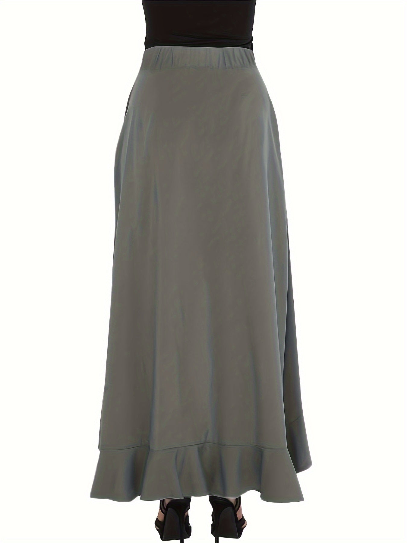 Pantalones acampanados con volantes de color sólido para mujer en 100% poliéster, de pierna recta para todas las estaciones