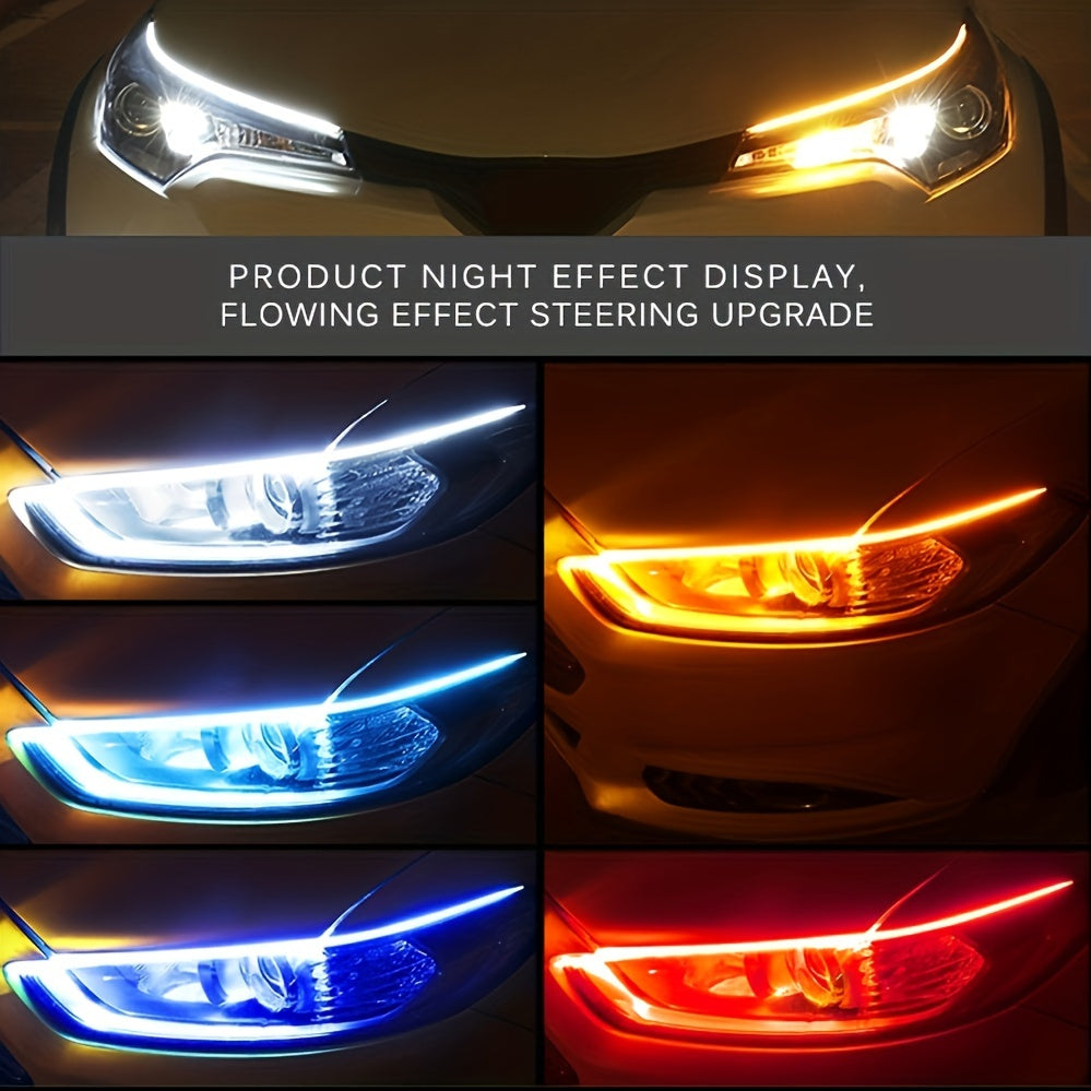 2PCS 12V LED DRL Luces de circulación diurna para coche Flexible Blanco Amarillo Freno