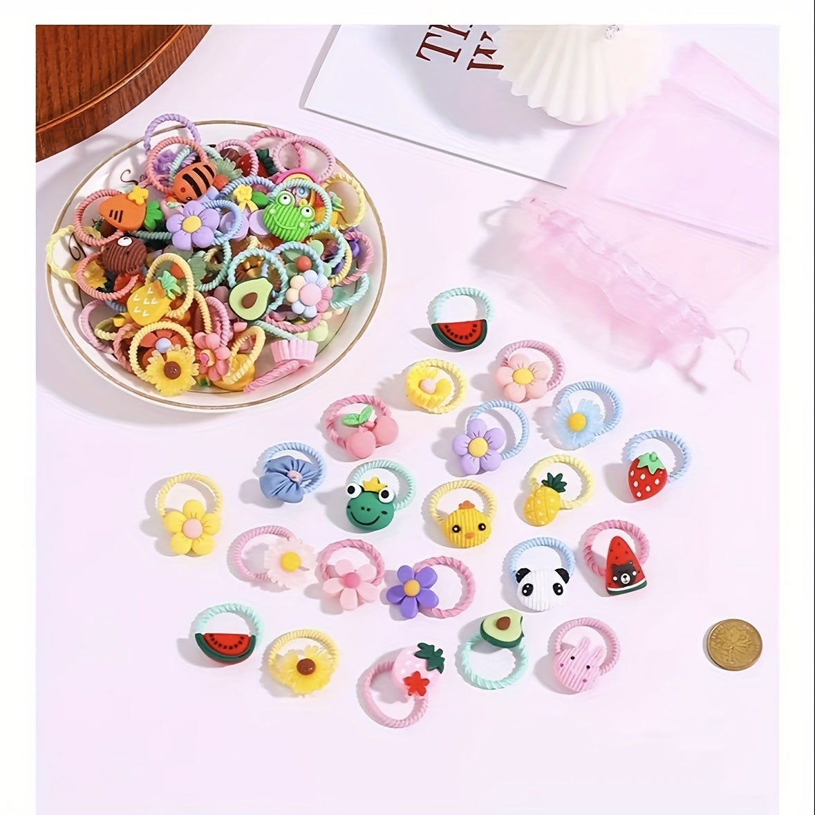 20 заколок для волос в форме фруктов с милыми мультяшными дизайнами, прочные и долговечные аксессуары для девочек.