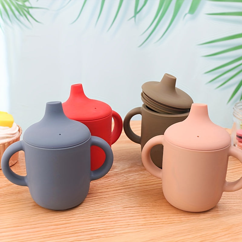 Children's Silicone Drinking Cup Double Handle Baby Food Water Bottle