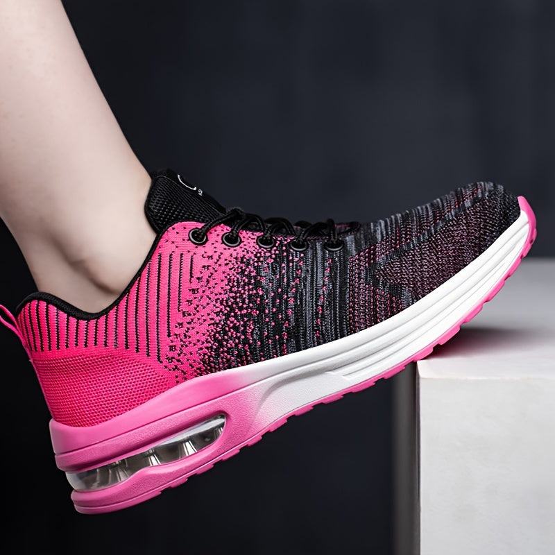 Women's Mesh Safety Work Shoes Steel Toe Anti-Smash Pink Black Gradient