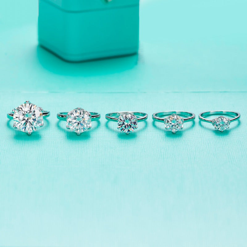 Moissanite Silver Ring 925 Sterling Silver Wedding Engagement Birthday Gift