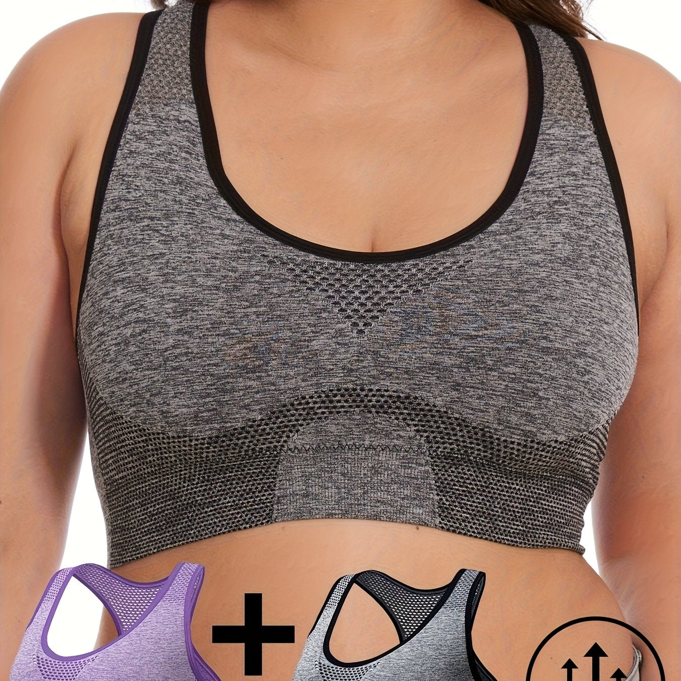 Plus o'lchamli tarmoq sport bra to'plami nafas oladigan yengil qo'llab-quvvatlash olib tashlanadigan yostiqchalar