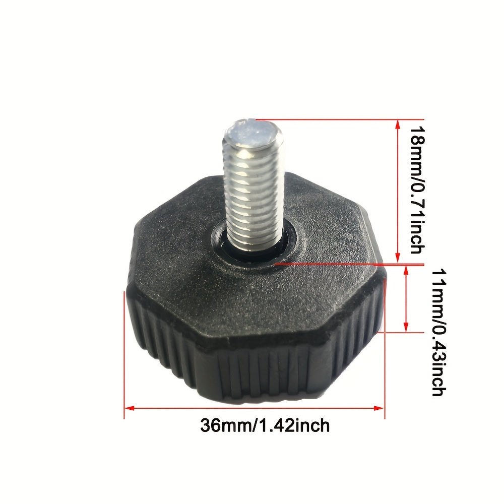 10 ta plastik barmoq vintli tugmachalar to'plami - sakkizburchakli dizayn, qirrali ipli ushlagich, stol, stul, javonlar va ofis uskunalari uchun oson asboblarsiz almashtirish qismlari, sozlanadigan oyoqlar