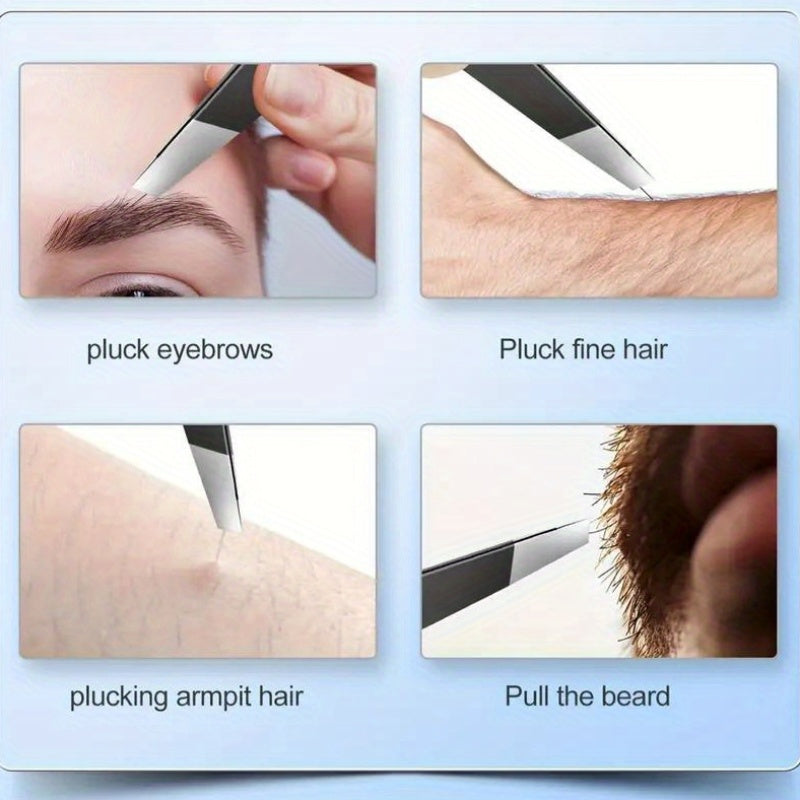 Unisex Stainless Steel Tweezers Set for Eyebrow Facial Hair Removal