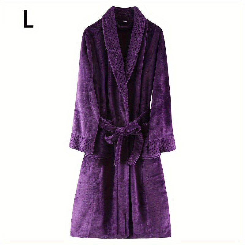 Unisex Flannel Bathrobe for Autumn Winter Cozy Nightwear Home
