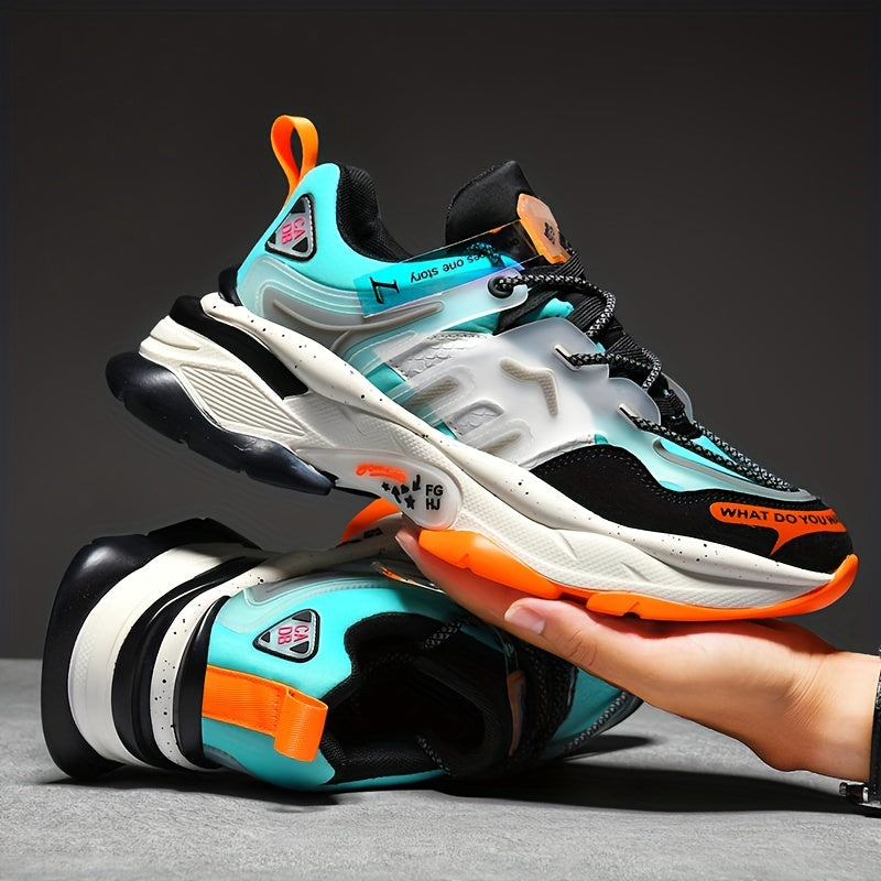 Men's Fabric Chunky Sneakers for Running Basketball and Workouts Breathable Shock Absorbing