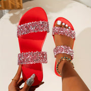 Ladies Sandals Leather Flip Flops Casual Open-Toe Shoes