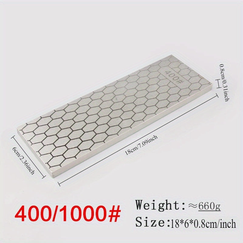 Olmos pichoqni qirqish uchun ikki tomonlama, 400/1000 qumli, sirpanmaydigan asosli oshxona asbobi