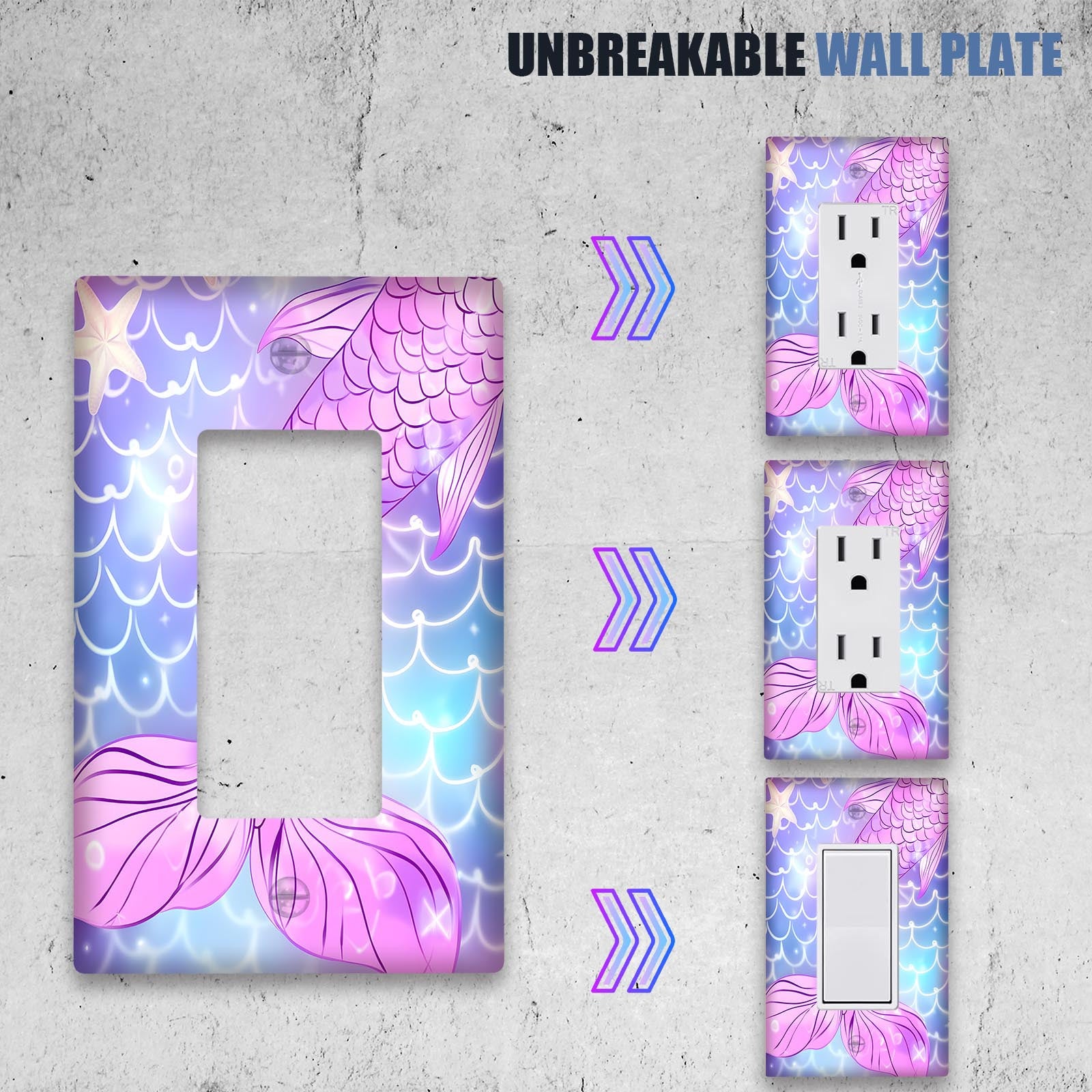 Mermaid-Inspired Wall Plate Cover for Home and Office Easy to Install in Bedrooms Kitchens Bathrooms