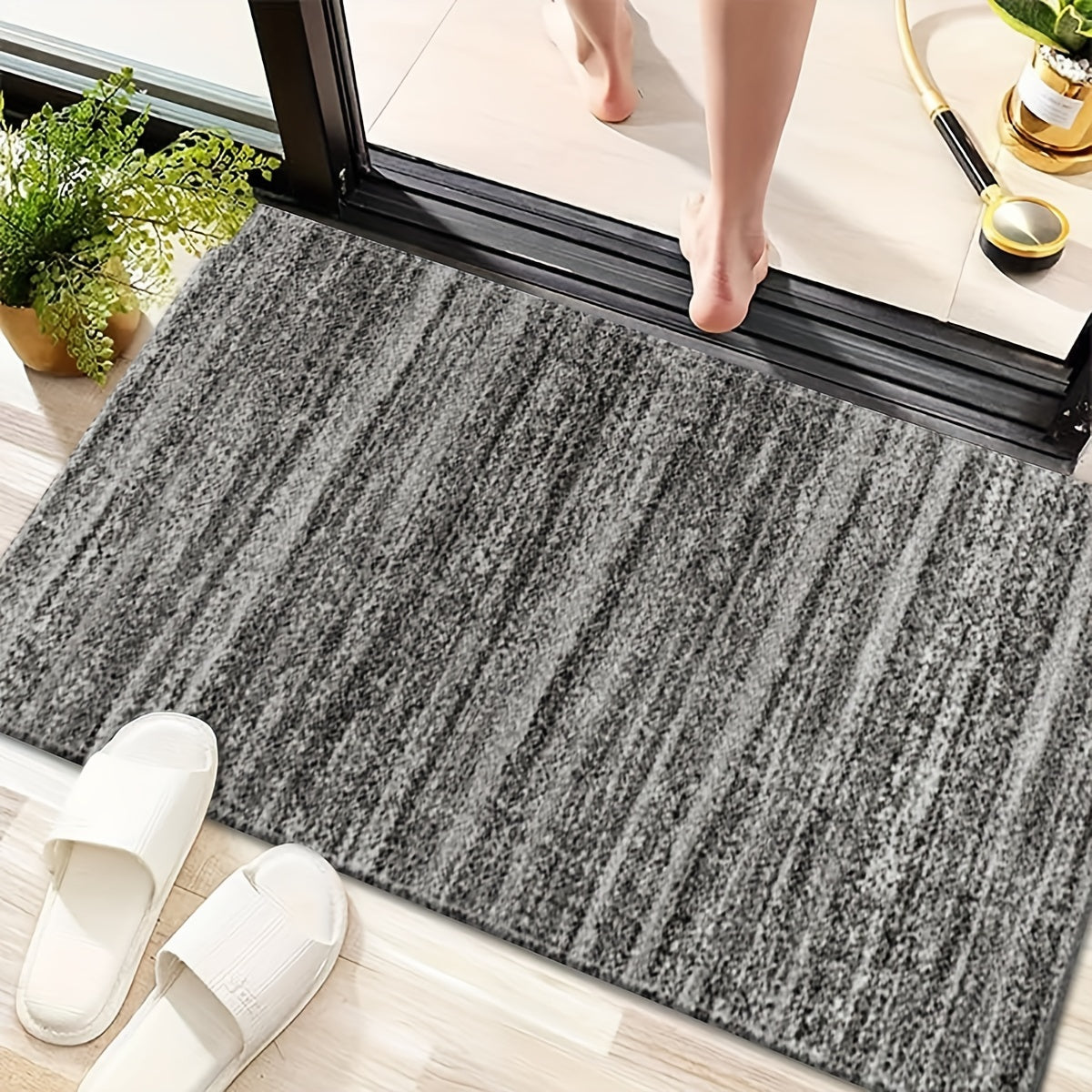 Non-slip Dark Grey Abstract Area Rug for Hallways and Kitchens, Various Sizes