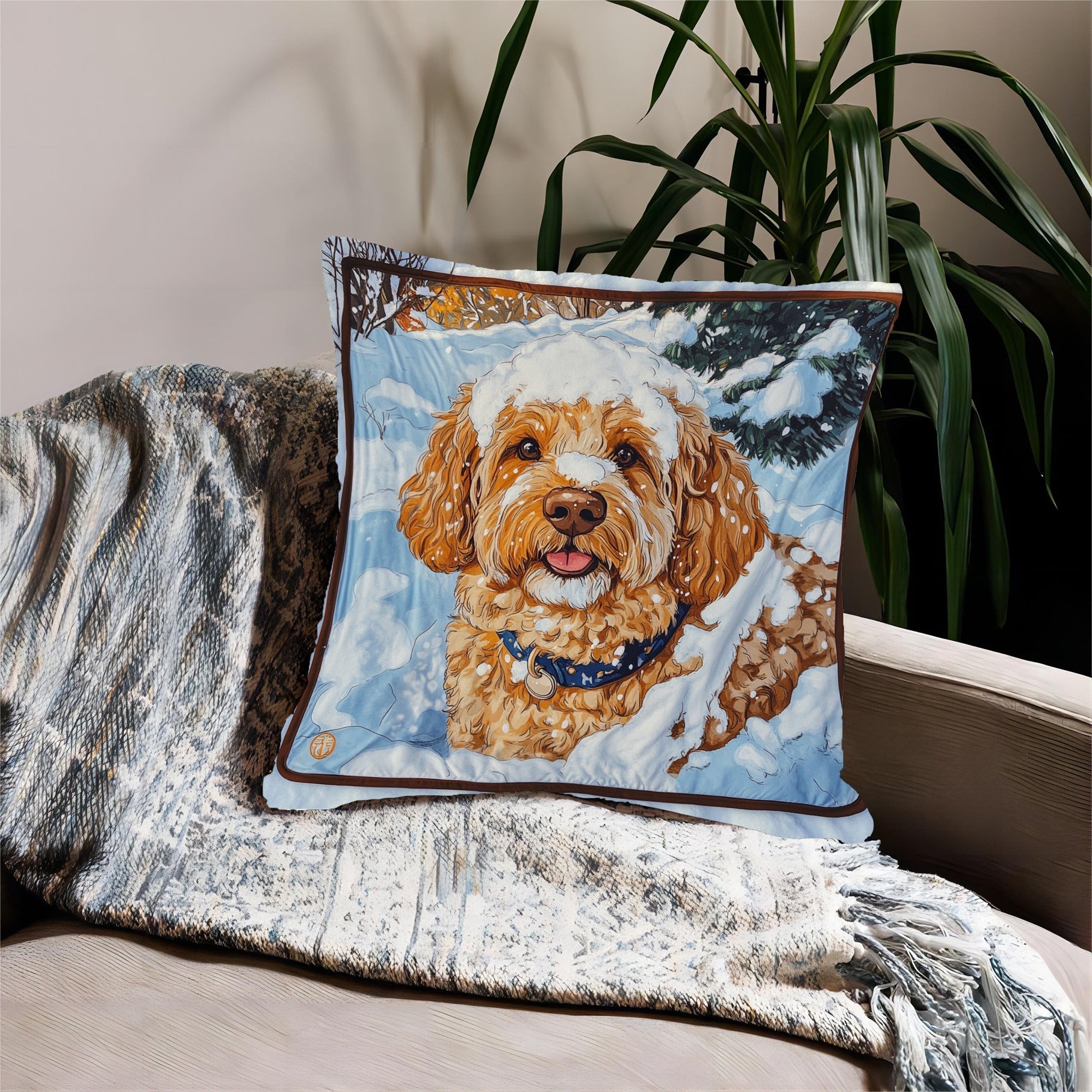 Pet Blanket 45.72x45.72 cm Soft Polyester Doodle Design for Living Room Sofa Bedroom