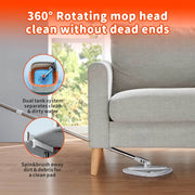 Grey Self-Cleaning Rotating Mop and Bucket Set for Hardwood and Tile Floors