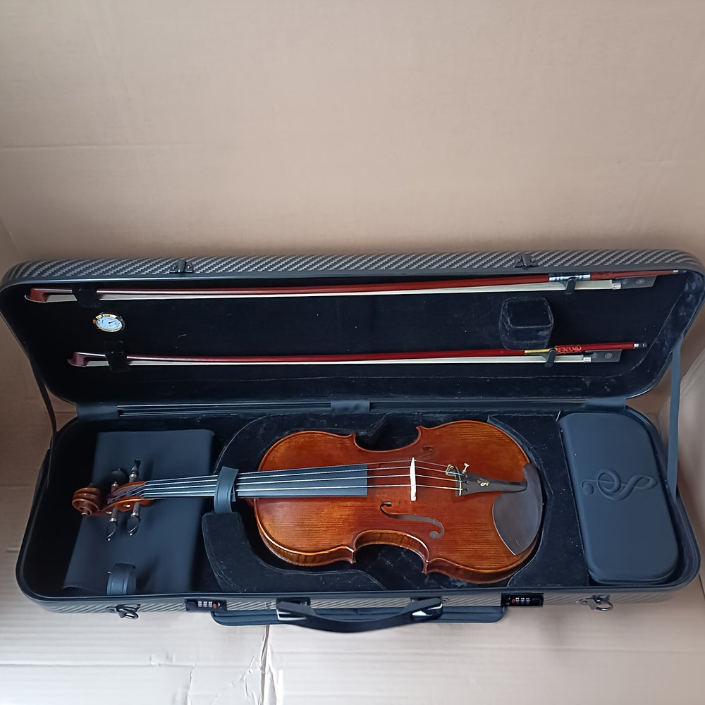 Estuche para violín de fibra de carbono ultraligero, impermeable, resistente al desgaste, con cerradura y higrómetro