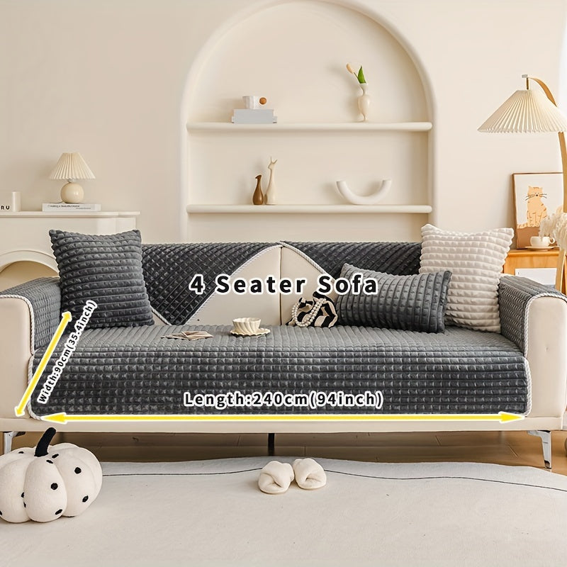 Funda de sofá de terciopelo con respaldo antideslizante para todas las estaciones, amigable con las mascotas, decoración para sala de estar y oficina