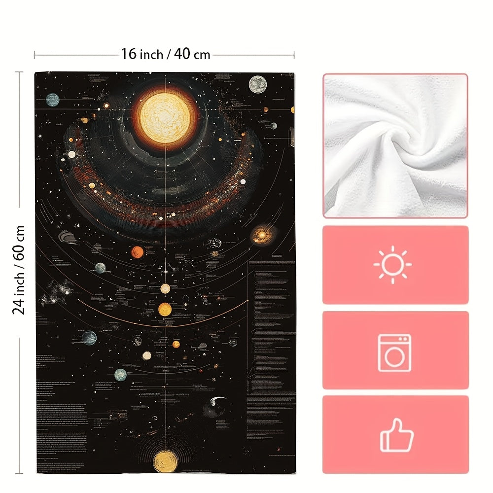 Set of 2 Space Universe Kitchen Towels 16x24 Inches Highly Absorbent Dish Towels