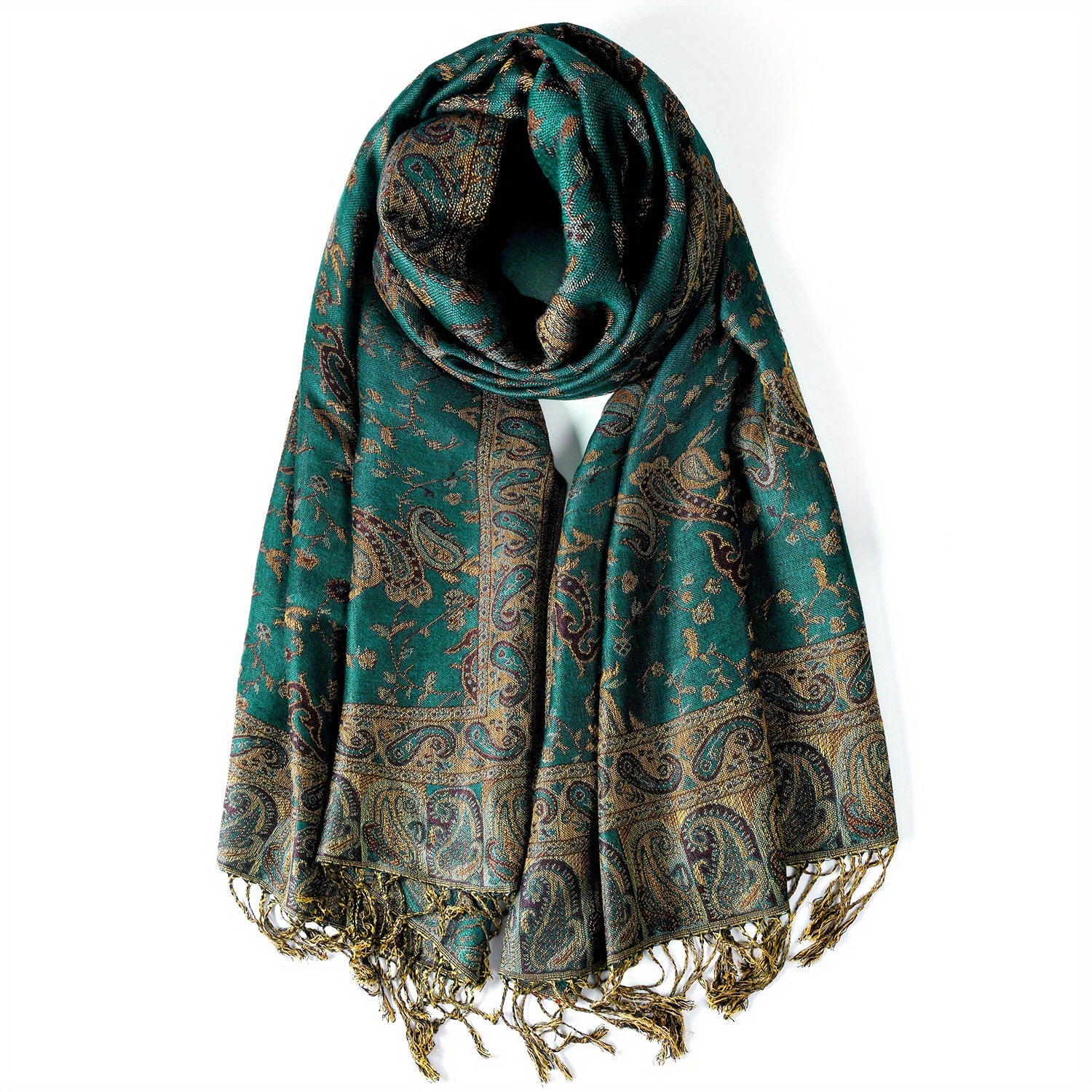 Women's Cashmere-Feel Scarf with Fringed Shawl Wraps Soft Warm and Breathable