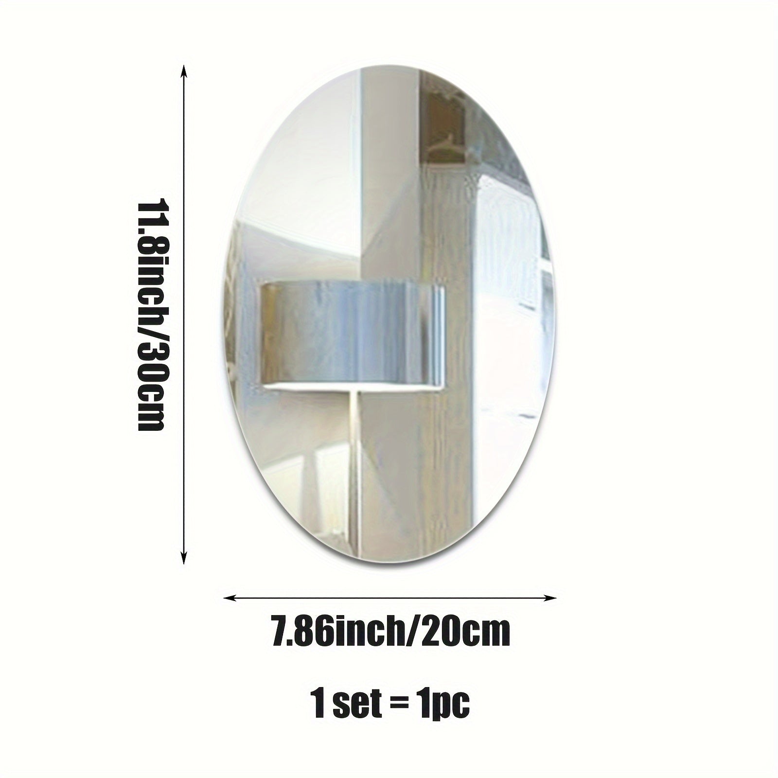 Oval Acrylic Mirror Wall Sticker Self-Adhesive Removable for Bathroom Living Room Kitchen