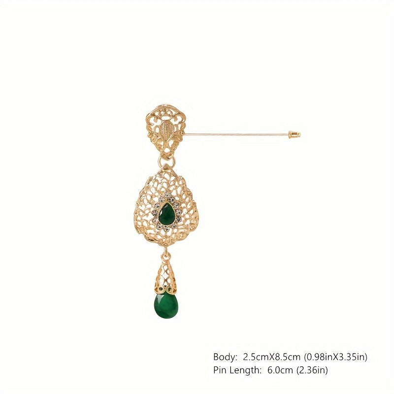 Zarif fransuz uslubidagi bo'sh qotishma hijob pin, porloq rhinestone'lar bilan bezatilgan - Vintage jozibasi, o'ziga xos notekis dizayn