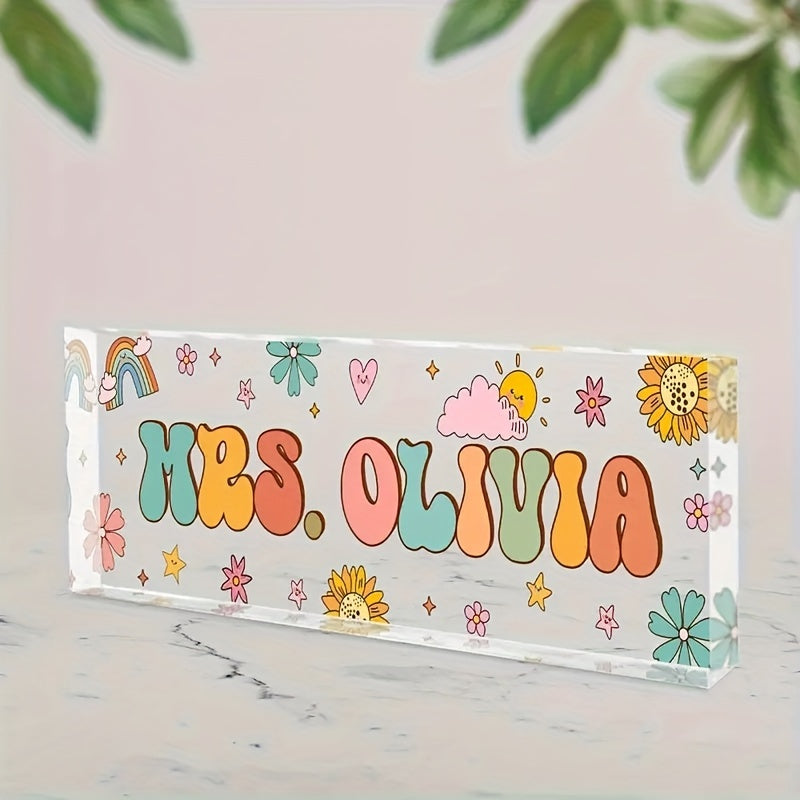 O'qituvchilar, rahbarlar, xodimlar va hamshiralarga mo'ljallangan shaxsiy akril ish stoli nomi plakat - mukammal minnatdorchilik sovg'asi. Faqat katta harflar.