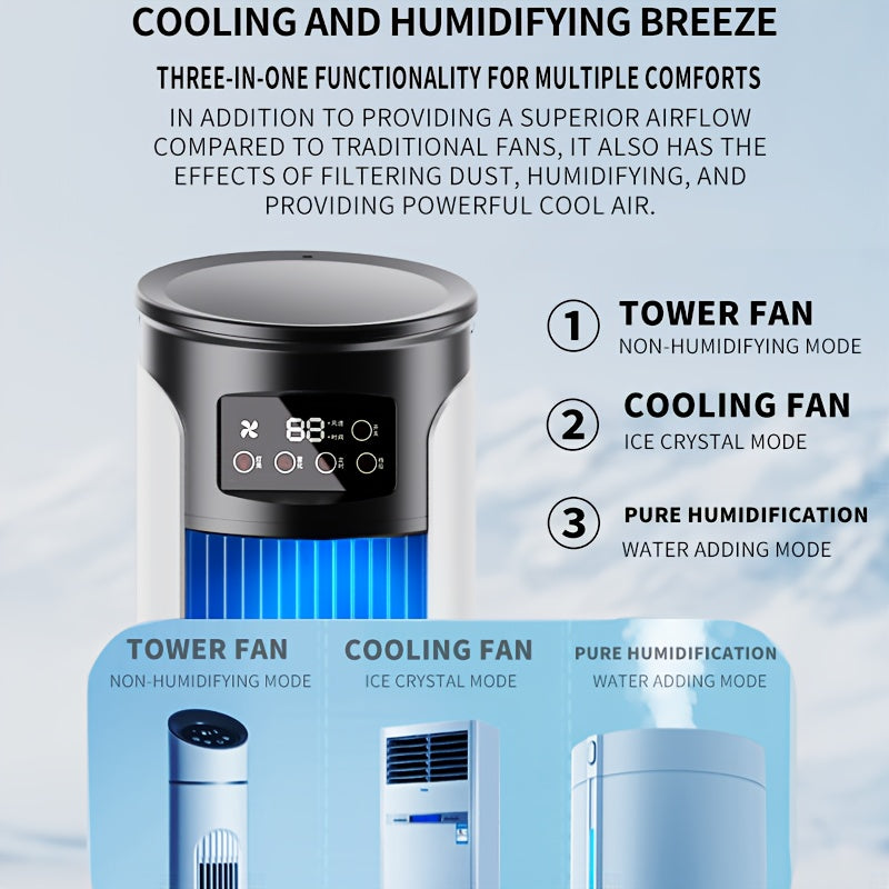 3-in-1 Portable USB Air Conditioner Humidifier Fan with Ambient Light Compact Digital Display