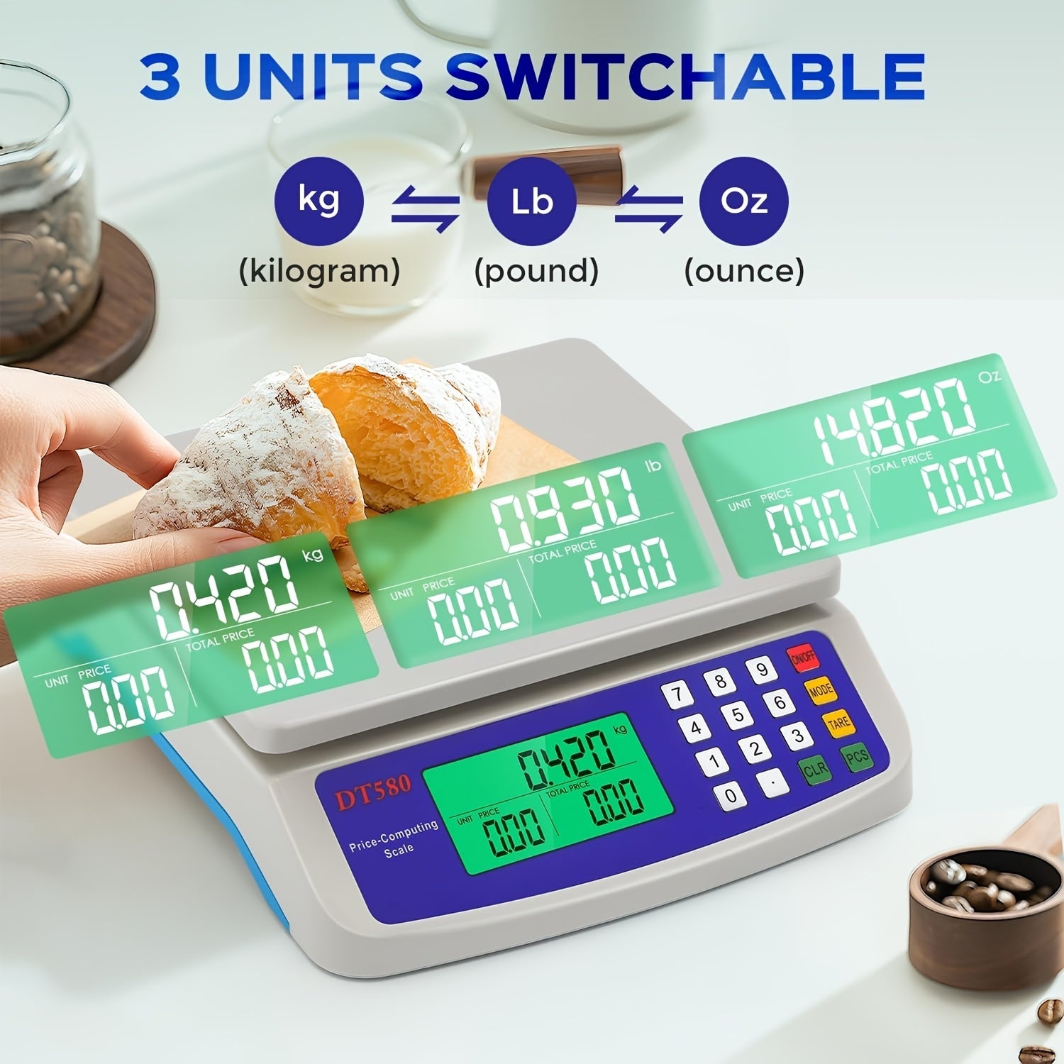 Aniq raqamli oshxona tarozi - 29.94KG/0.2oz gacha ushlab turadi, aniq LCD ekran, avtomatik nolga qaytarish va o'chirish, oziq-ovqat uchun xavfsiz, batareya bilan ishlaydi (AA batareyalar alohida sotiladi)