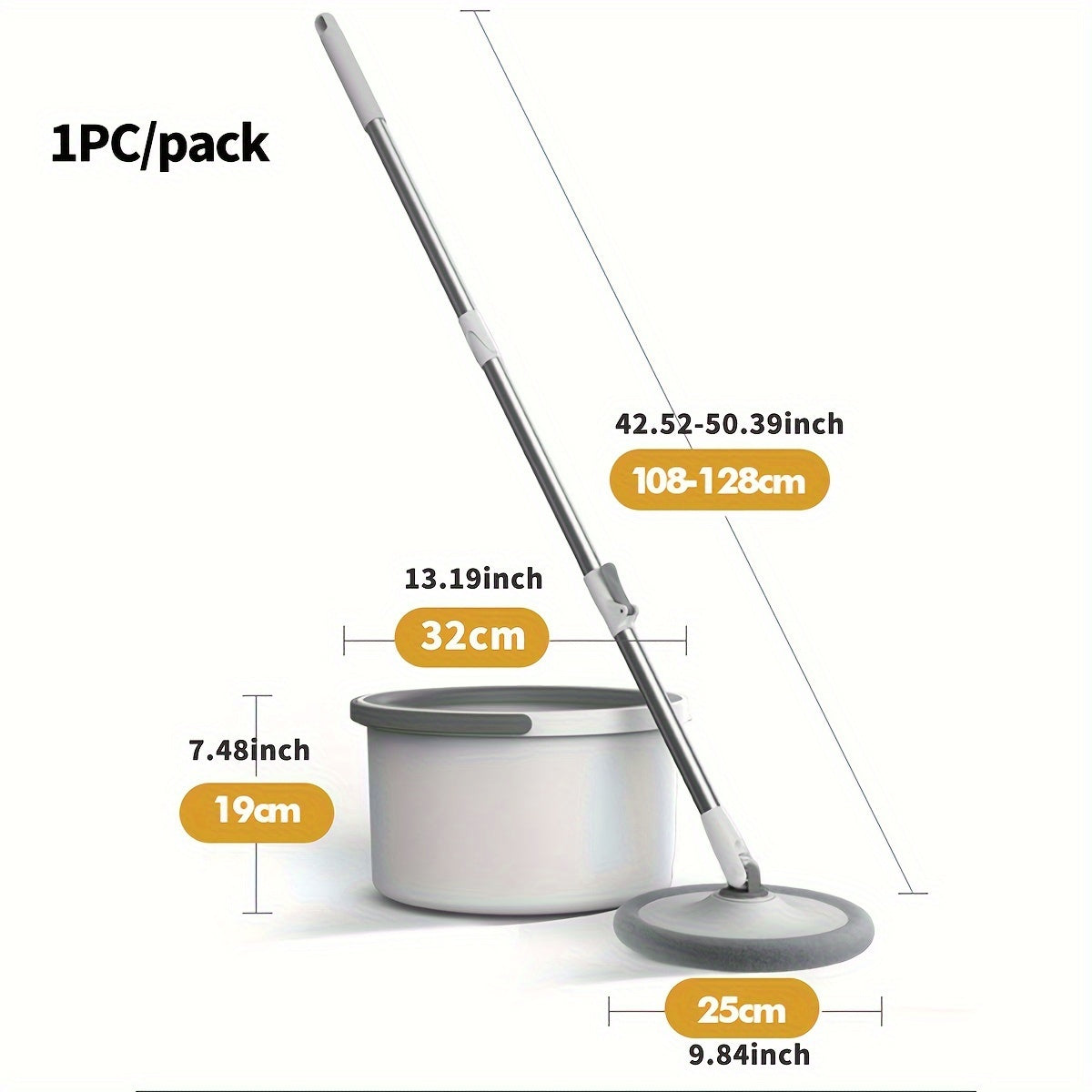 Portativ uy pol mopi, aylanuvchi ABS zanglamaydigan po'latdan yasalgan bosh va super nozik tolali mop pad bilan, yashash xonalarida, yotoqxonalarda, hammomlarda, oshxonalarda va hojatxonalarda tozalash uchun mukammal. Quvnoq 1 dona to'plamda keladi.