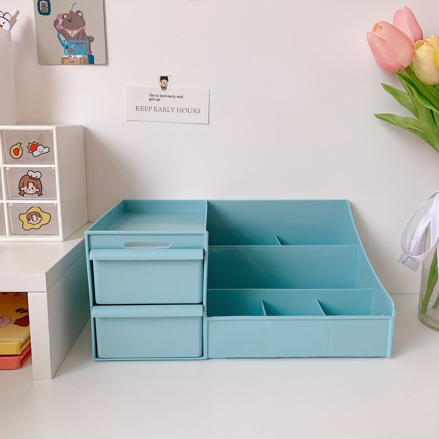 Organizador de almacenamiento expandible para tocador, cosméticos y artículos esenciales del baño