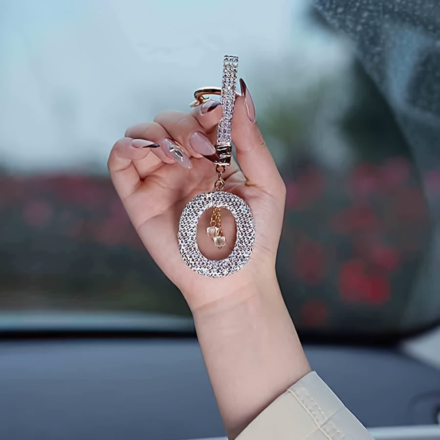 Resin Letter M Keychain Rhinestone Decor Gift Accessory for Birthdays and Christmas