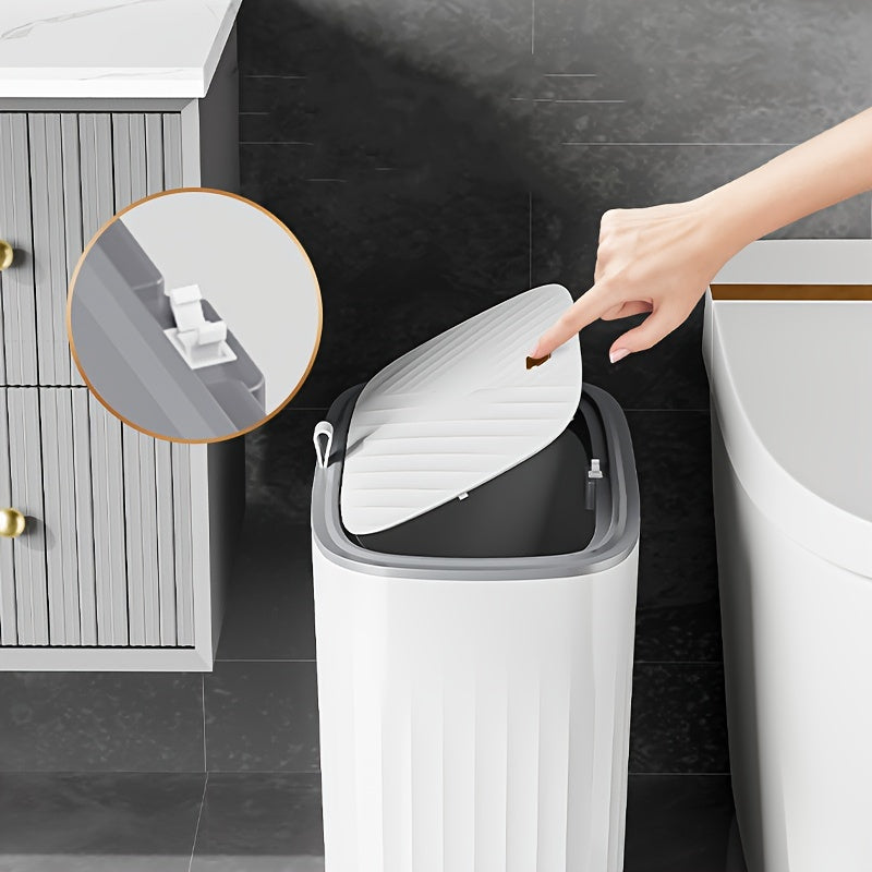 Rectangular Trash Can with Odor Sealing and High Capacity for Bathroom Kitchen Living Room