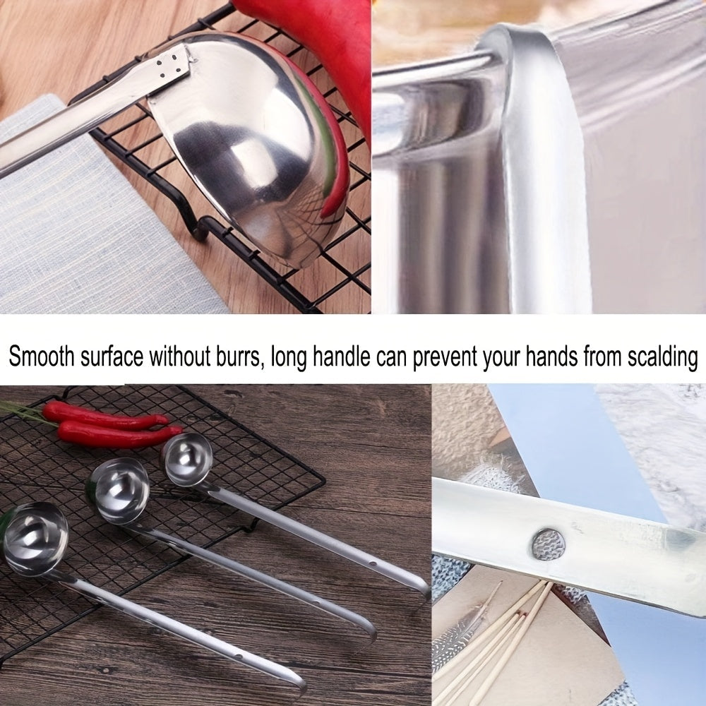 Set of 4 Stainless Steel Soup Ladles 1oz-4oz with Pouring Rims and Metal Handles