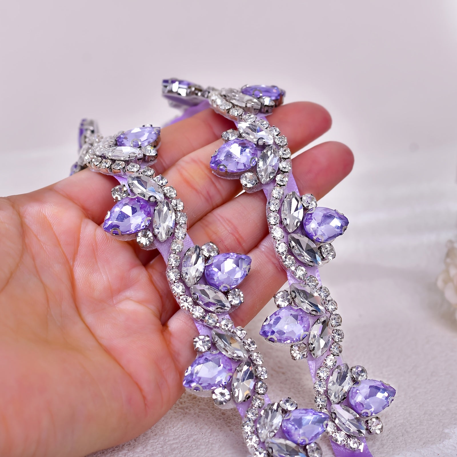 Cinturón de cintura con pedrería morada para vestidos de novia, fajín nupcial, accesorio exquisito