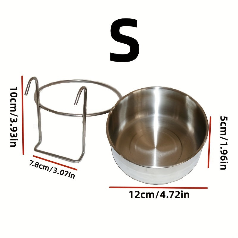 Stainless Steel Hanging Dog Bowl with Clamp Holder for Spill Prevention and Neck Protection