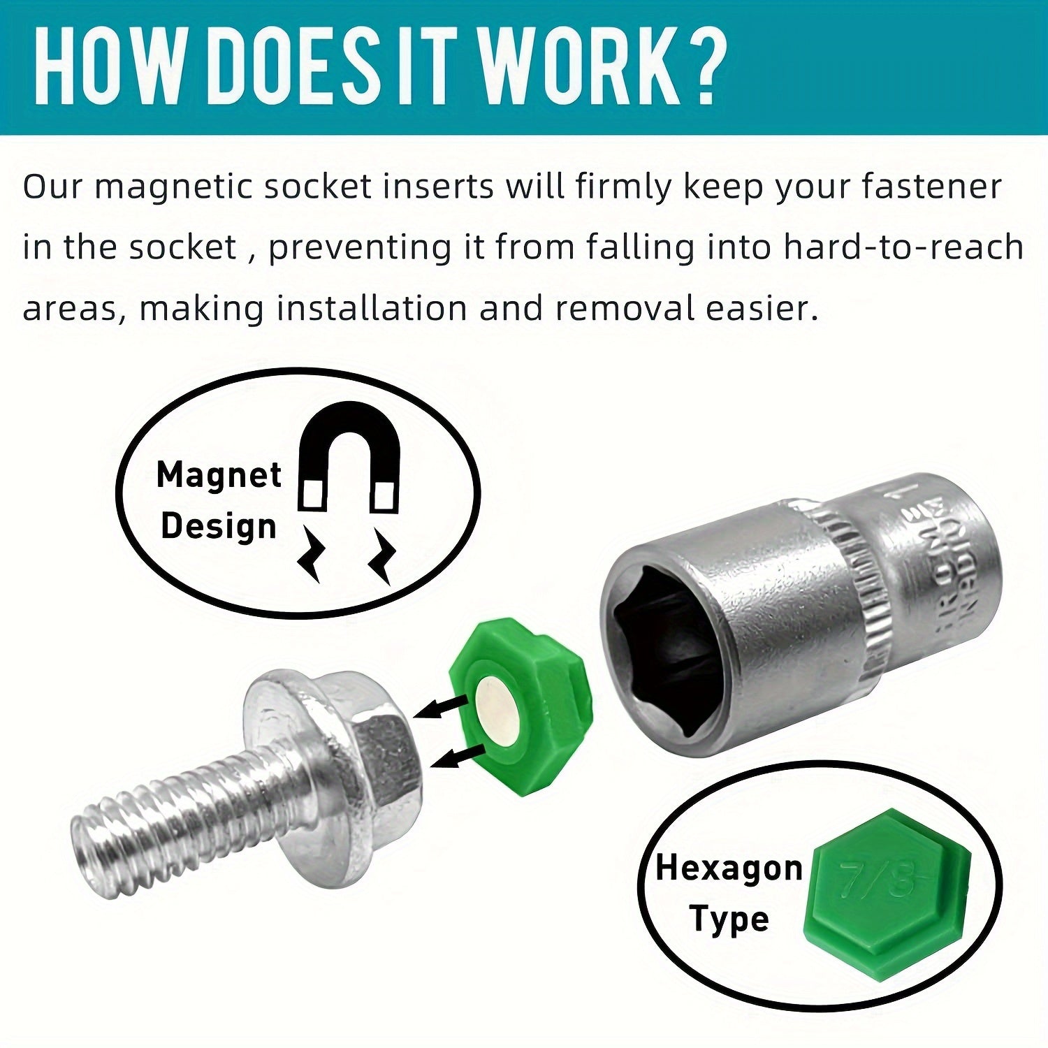 21pcs Magnetic Socket Insertion Tool Set SAE Metric Hexagonal Assorted Sizes
