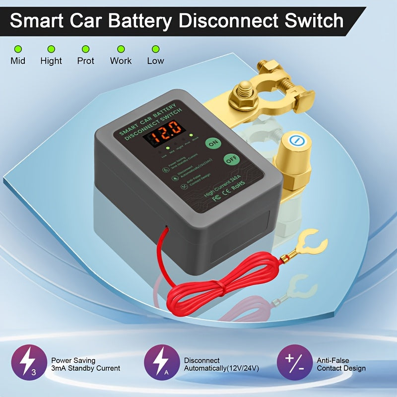Smart Car Battery Disconnect Switch with LED Display 12V Remote Control
