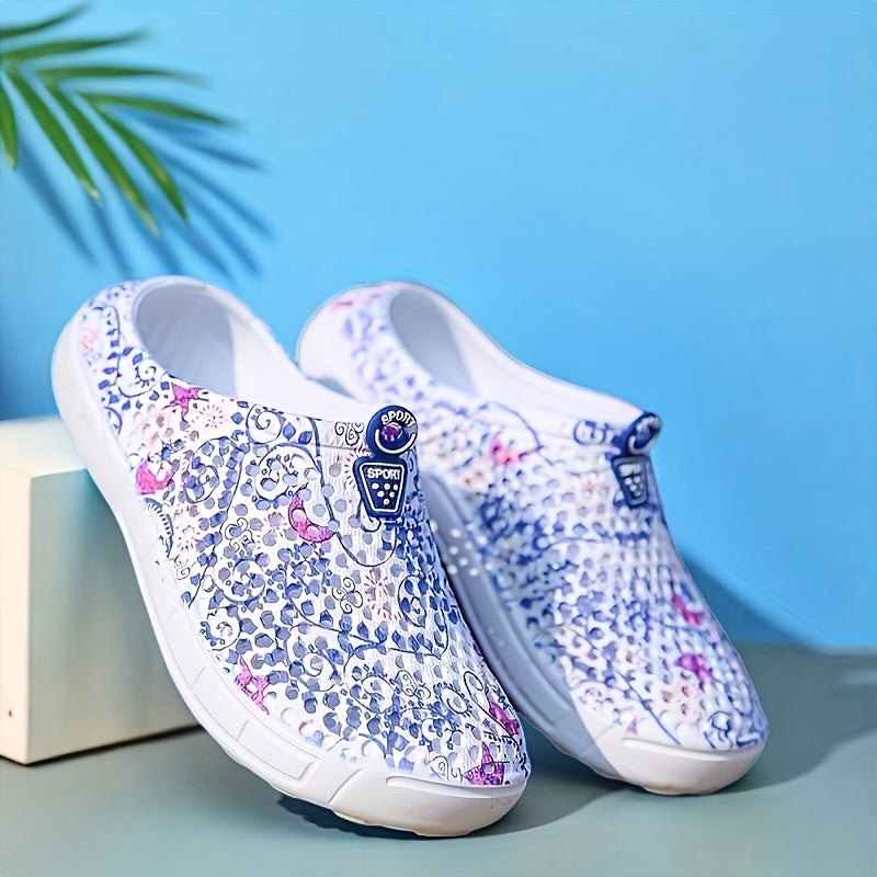 Women's and Men's All-Season Mesh Slip-On Garden Clogs with Floral Print